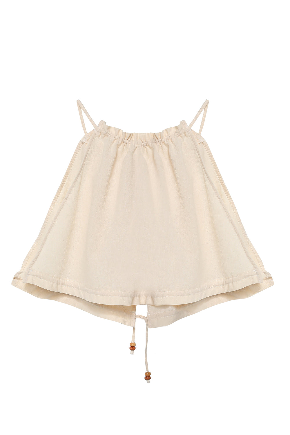 Low-cut Blouse with Back Tie Detail Natural