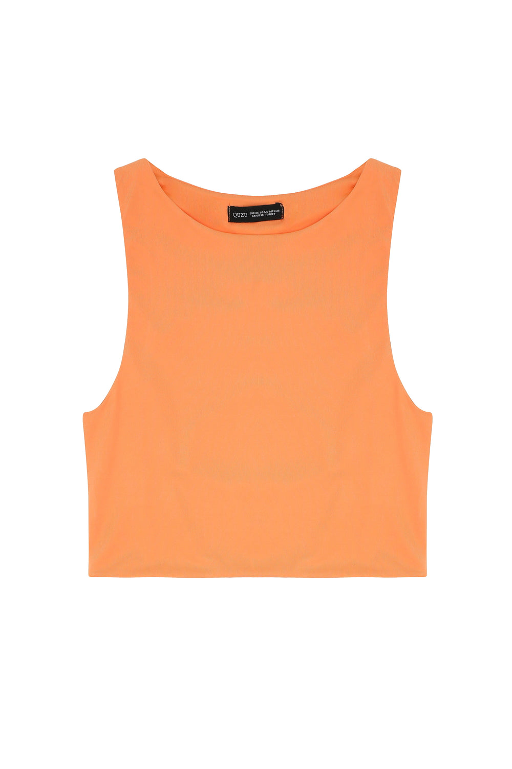 Crew Neck Strap Crop Blouse Orange