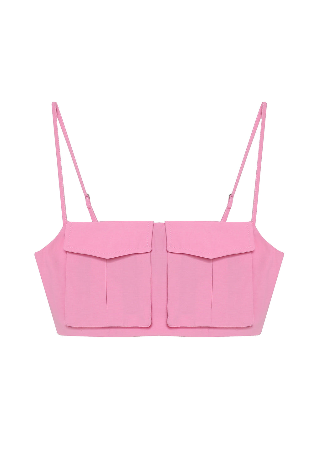 Belted Pocket Crop Blouse Pink