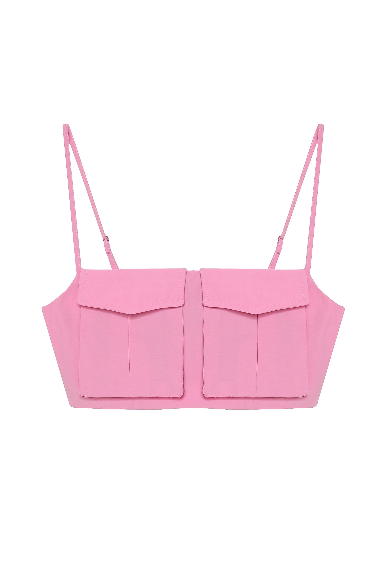 Belted Pocket Crop Blouse Pink