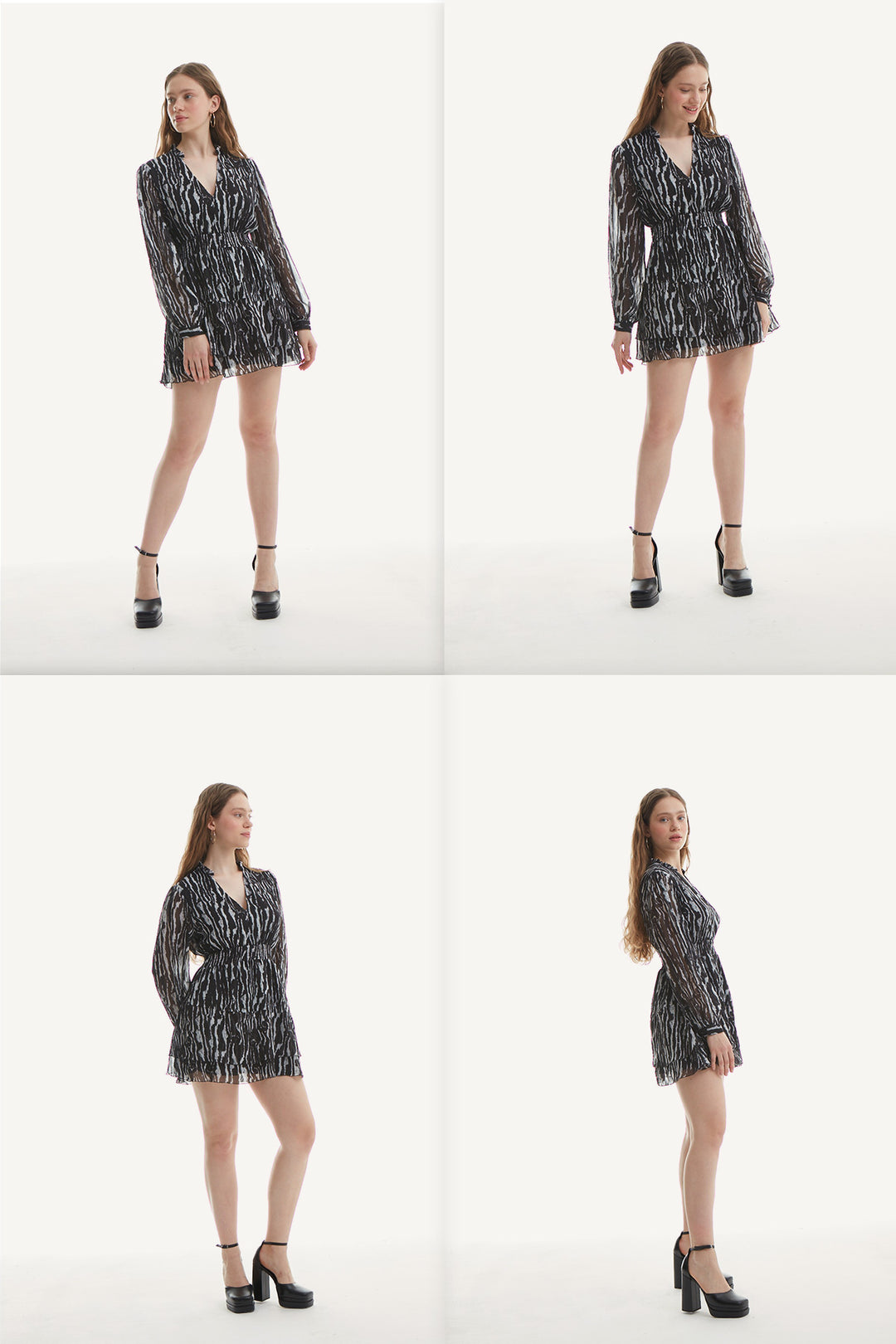 Elastic Waist Mini Dress Black