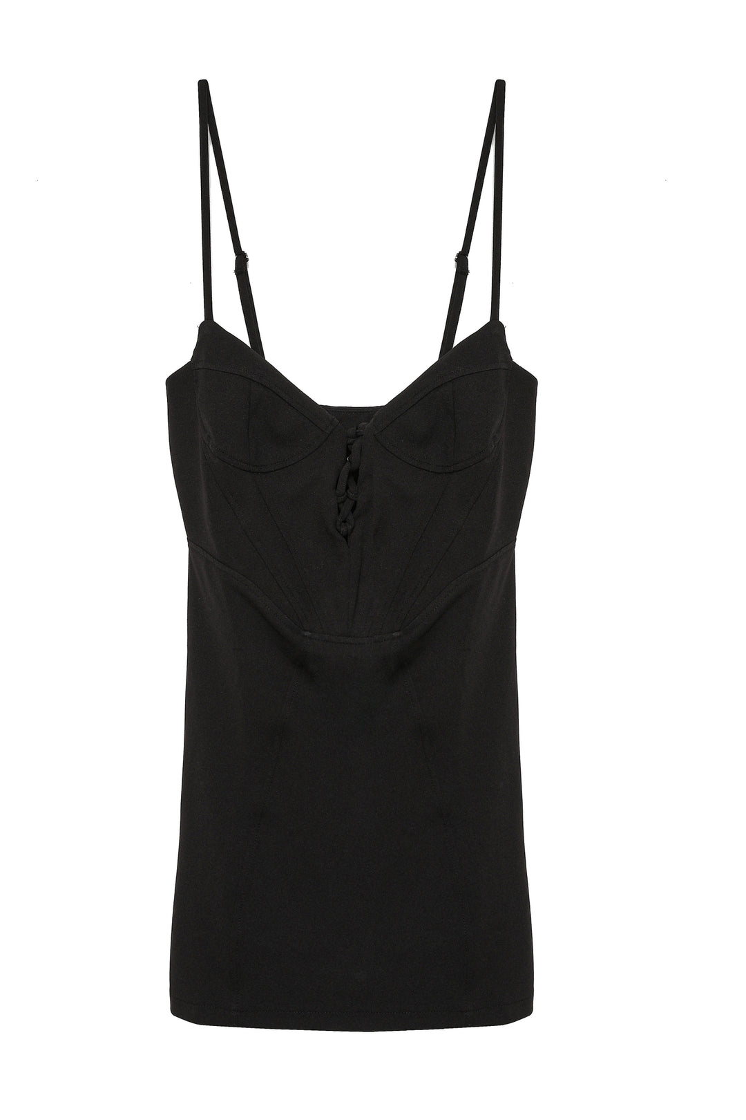 Askılı Önden Bağlamalı Mini Elbise Siyah