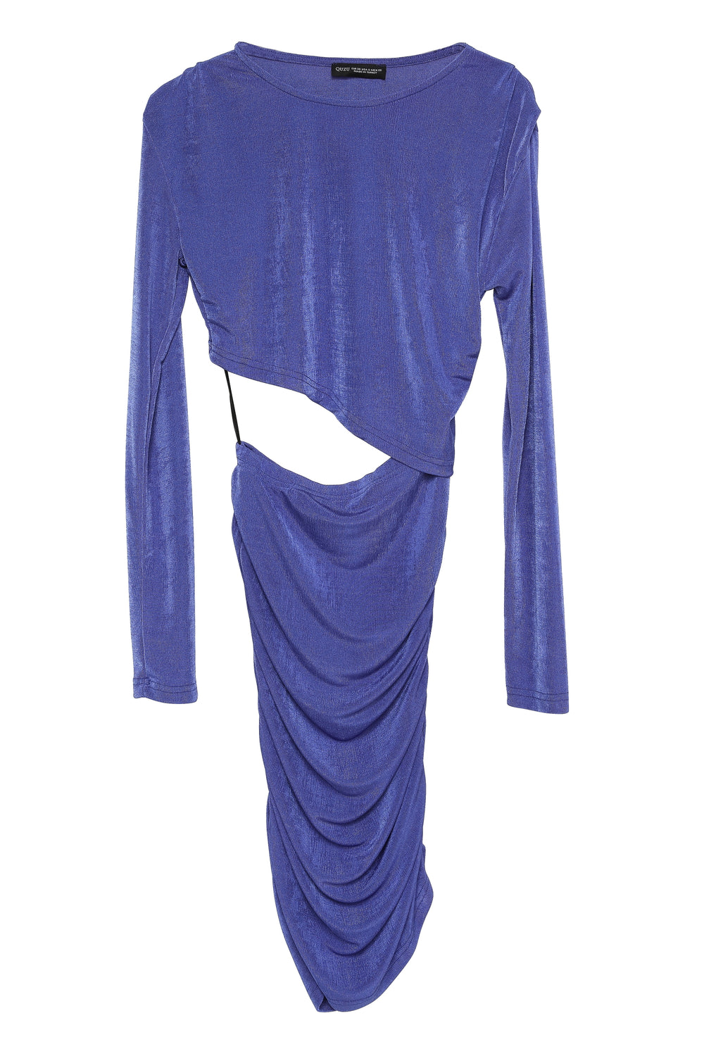 Decollete Detailed Draped Dress Sax