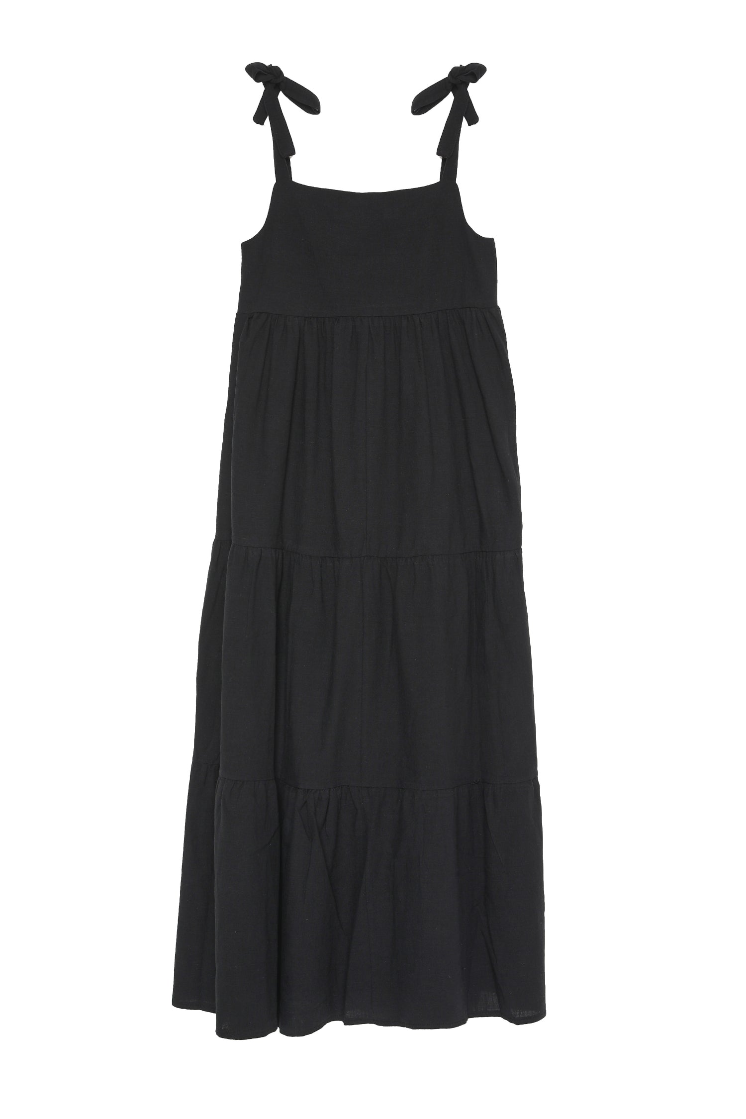 Baglama Strap Long Dress Black