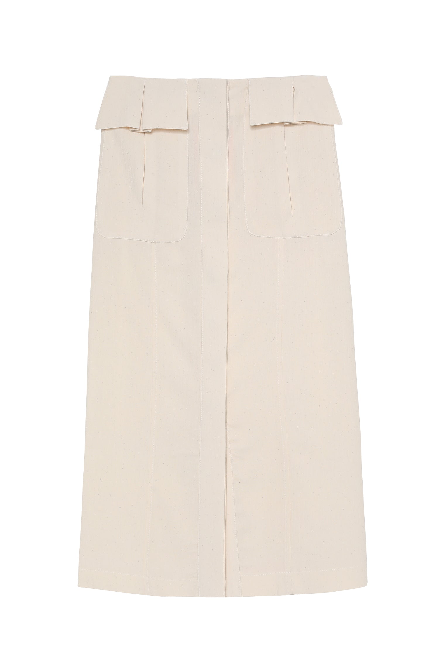 Pocket Detailed Midi Skirt Beige