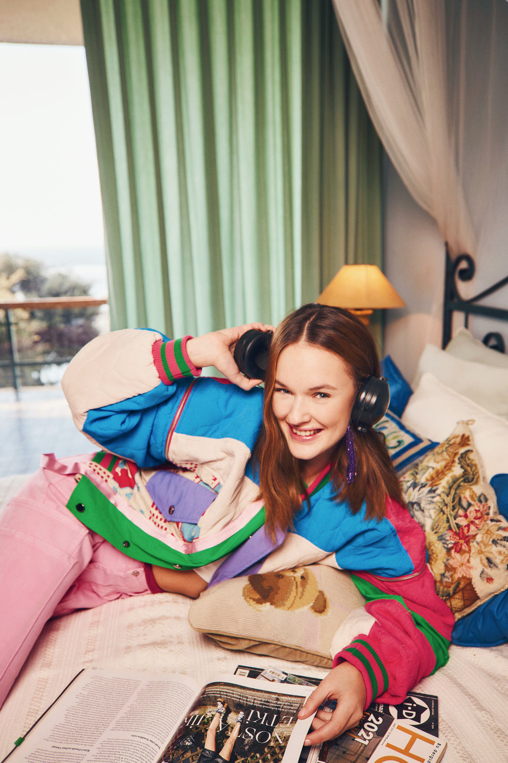 Renkli Kapitoneli Ceket Fuşya