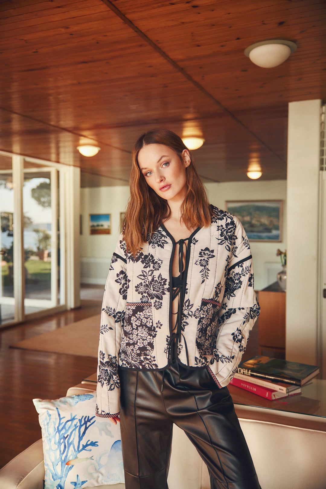 Çift Taraflı Desenli Ceket Siyah