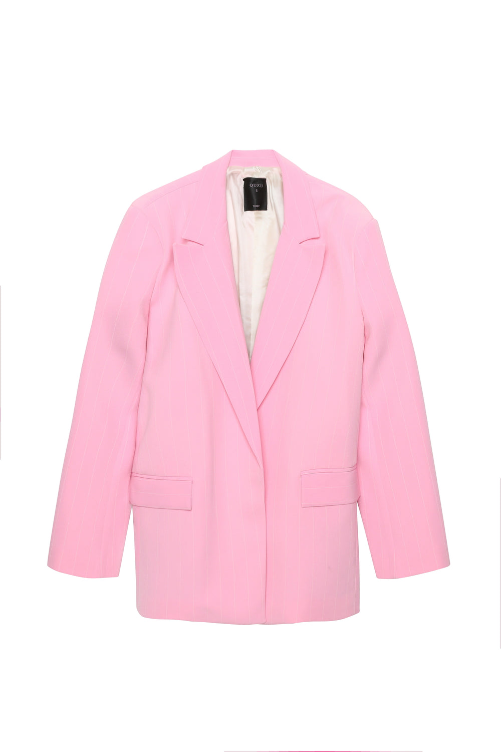 Çizgi Detaylı Blazer Ceket Pembe