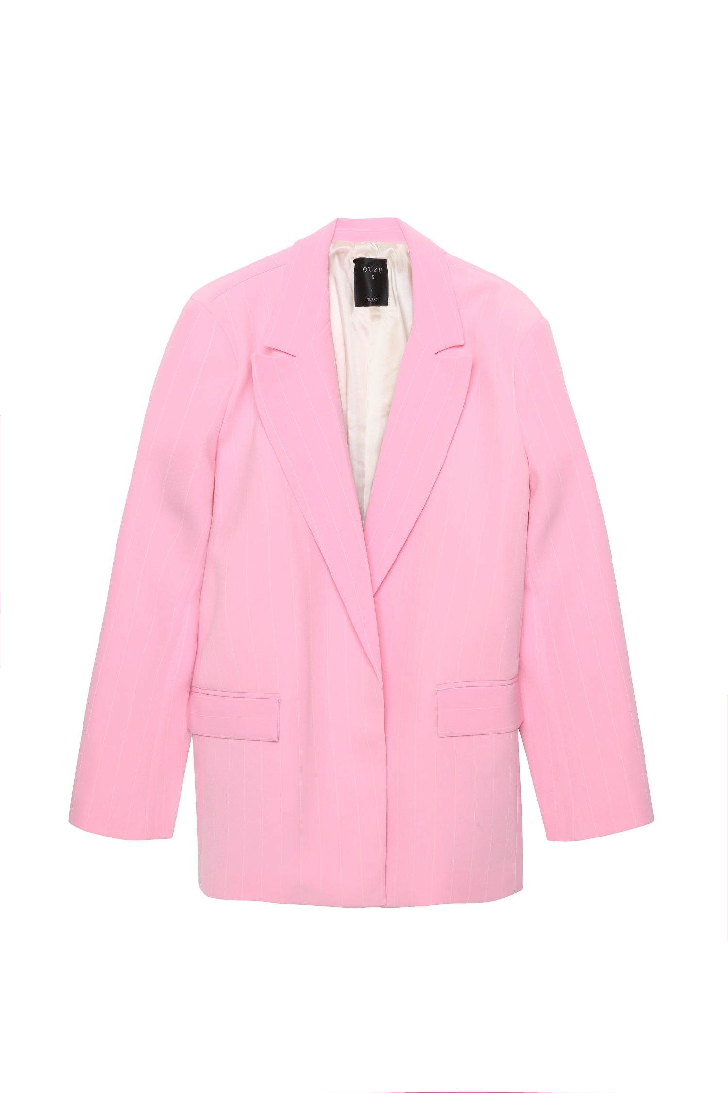 Çizgi Detaylı Blazer Ceket Pembe