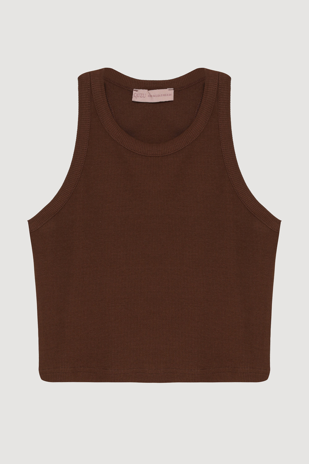 Halter Yaka Crop Atlet Kahverengi
