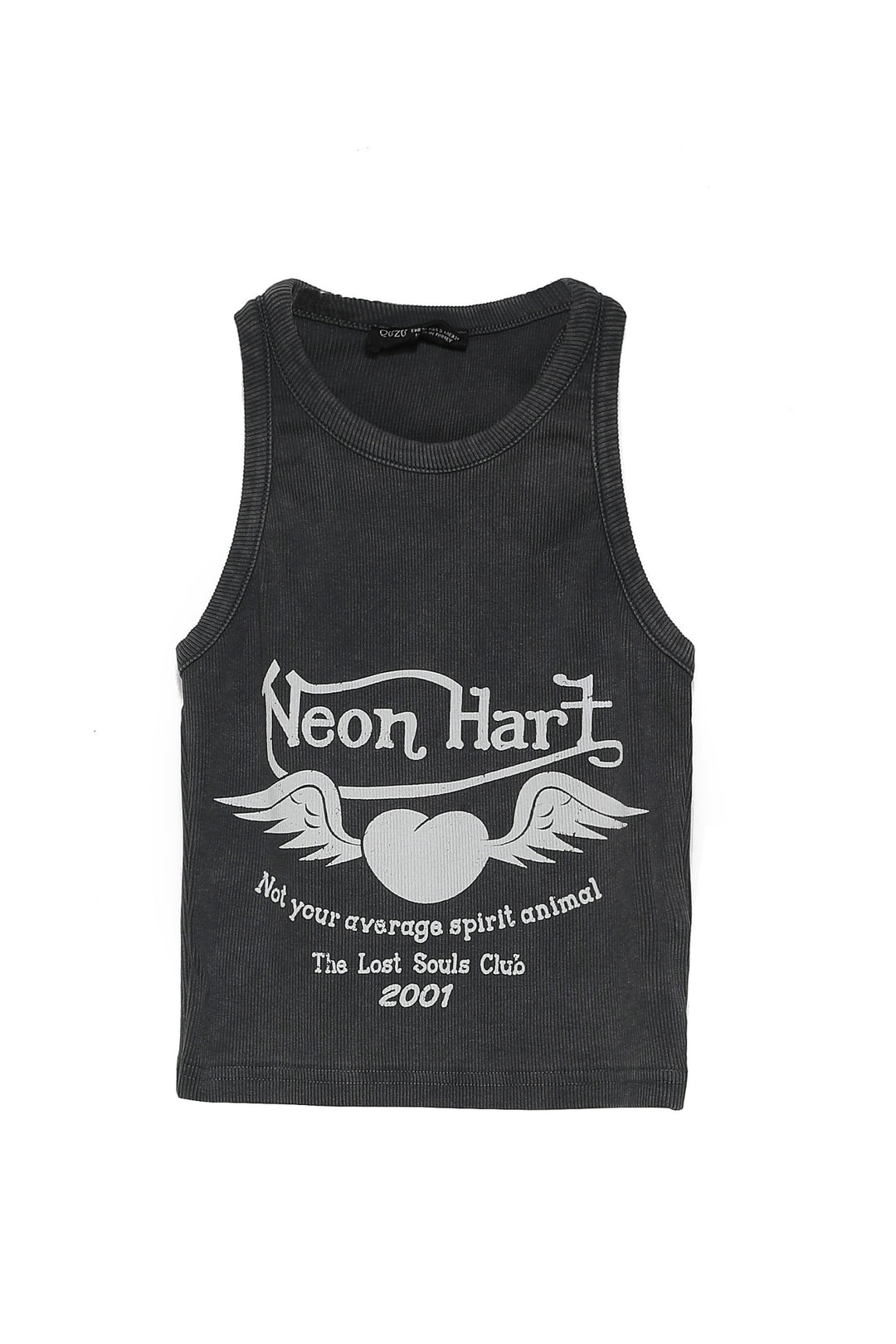 Patterned Halter Crop T-Shirt Anthracite