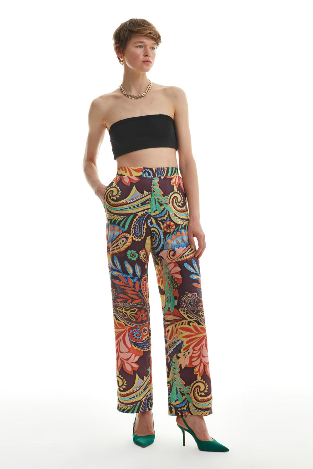 Colorful Patterned Trousers Orange