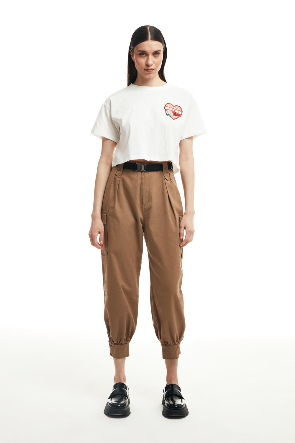 Belt Detailed Pocket Cargo Pants Camel