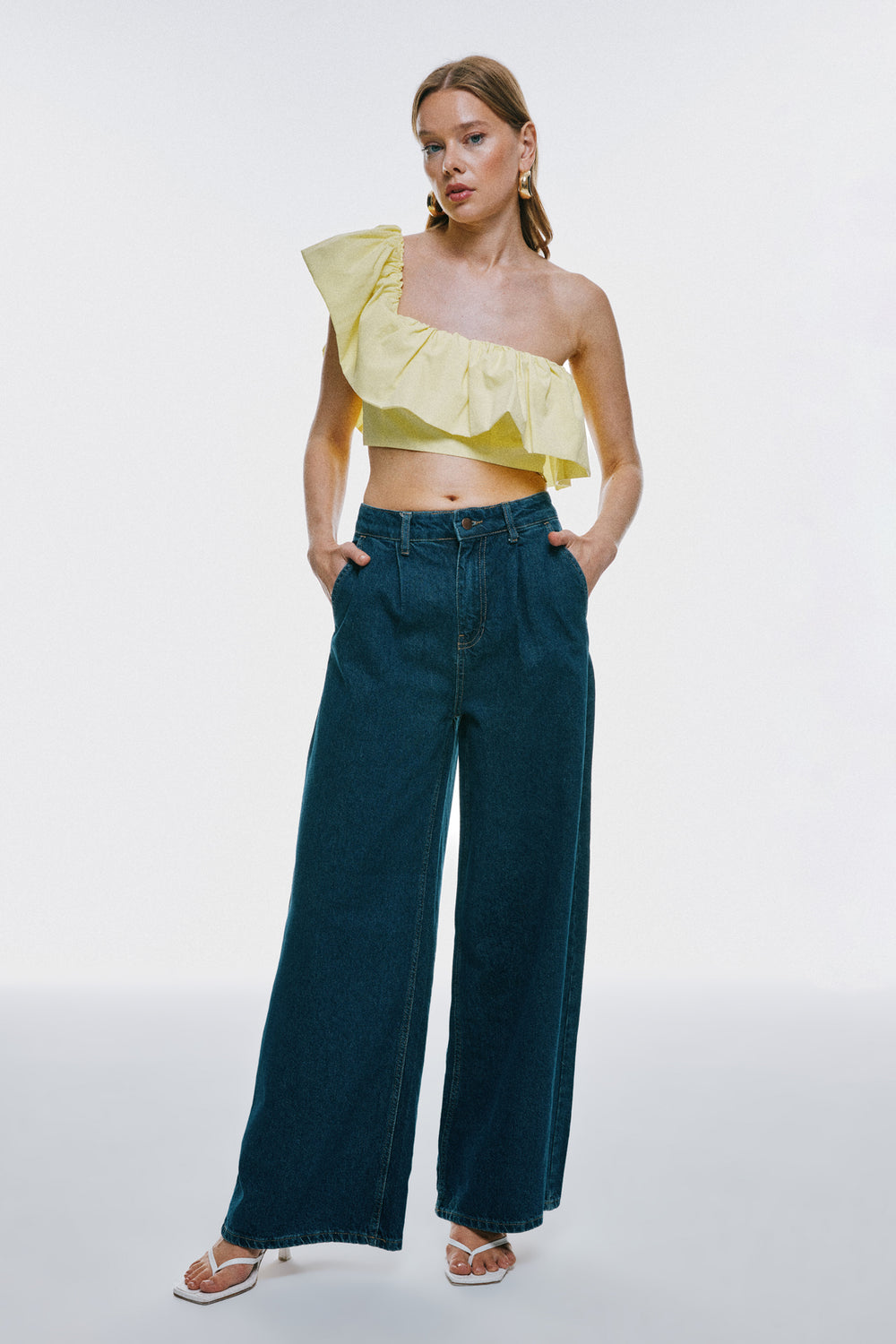 High Waist Wide Leg Jeans Blue