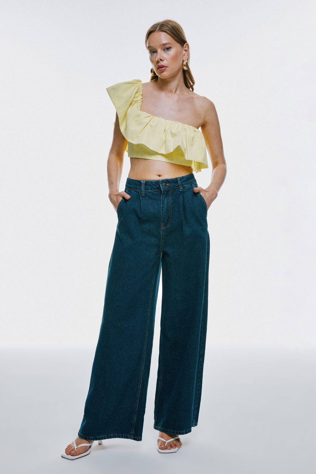 High Waist Wide Leg Jeans Blue