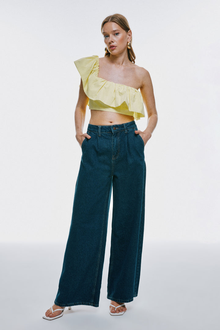 High Waist Wide Leg Jeans Blue