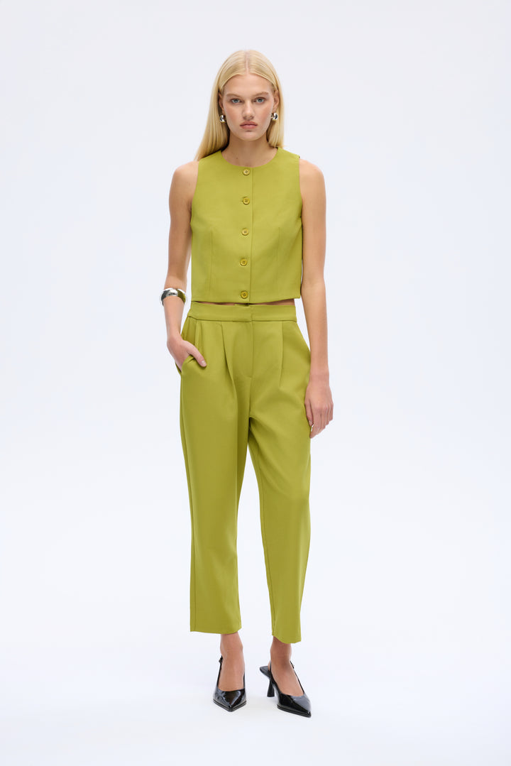 Beli Lastikli Kumaş Pantolon Olive