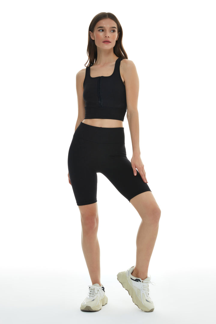 Ribbed Biker Leggings Black