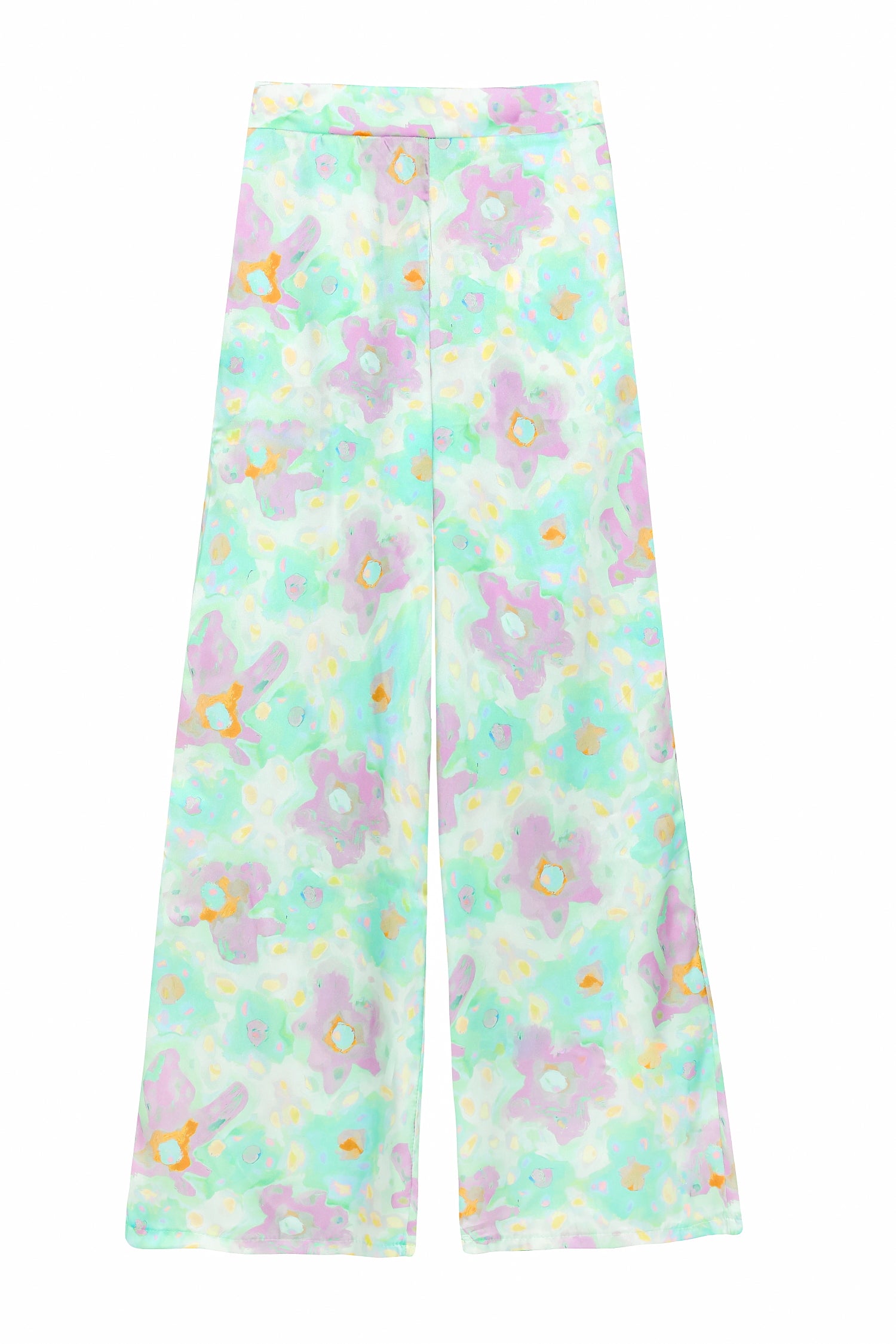 Elastic Waist Patterned Trousers Mint