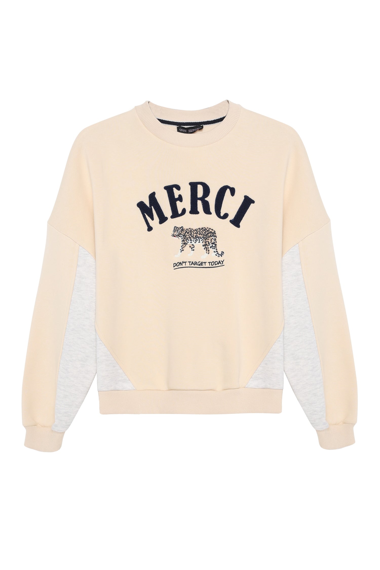 Print Detailed Sweatshirt Beige