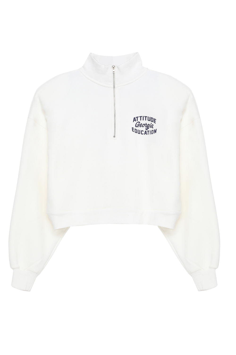 Crop Sweatshirt Ecru with Text Printed on the Back