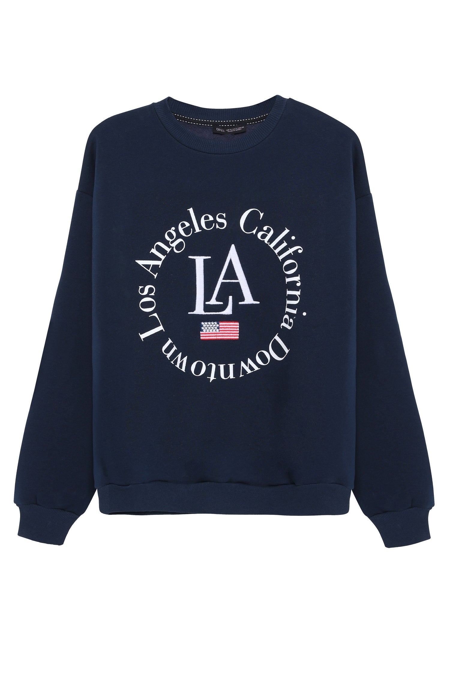 Print Detailed Sweatshirt Navy Blue