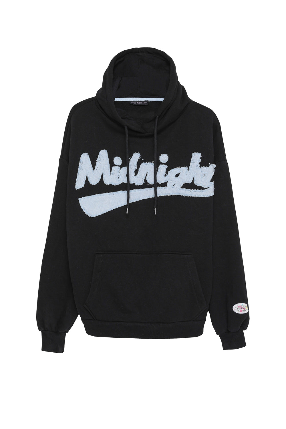 Denim Printed Hooded Sweatshirt Black