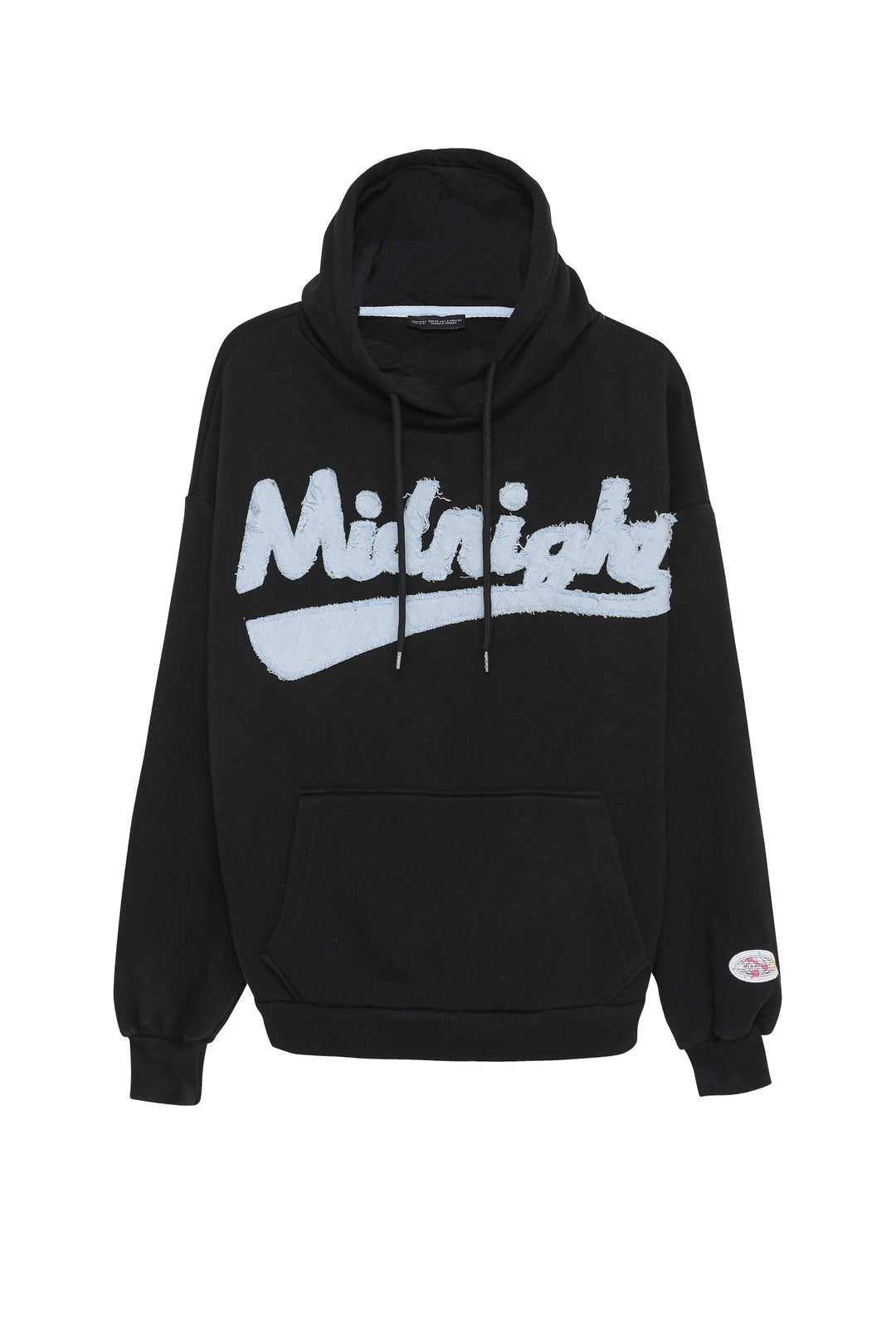 Denim Printed Hooded Sweatshirt Black