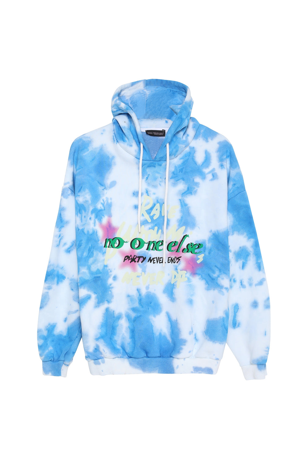 Batik Patterned Hooded Sweatshirt Blue