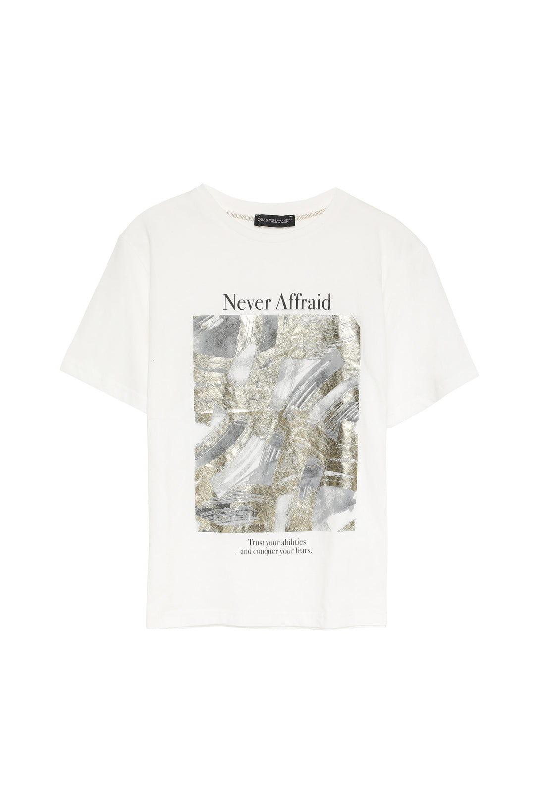 Printed Basic T-Shirt Ecru