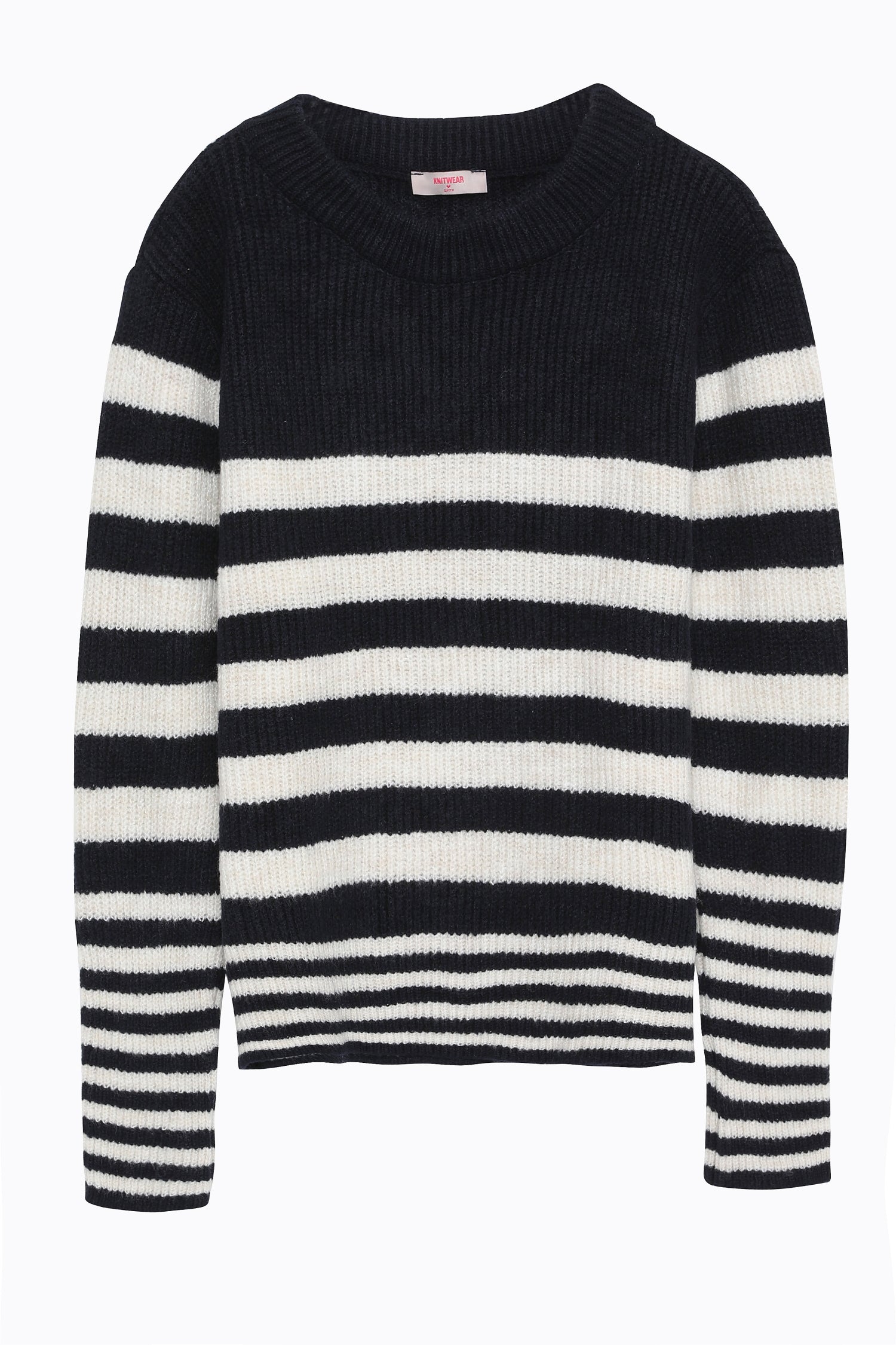 Striped Crew Neck Sweater Navy Blue