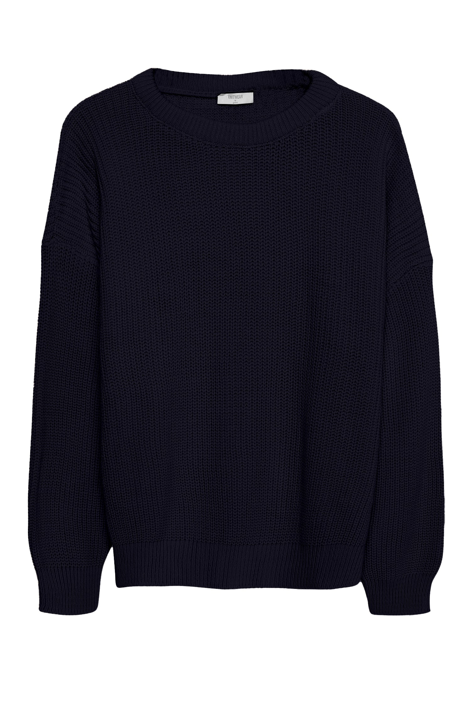 Crew Neck Knitted Sweater Navy Blue