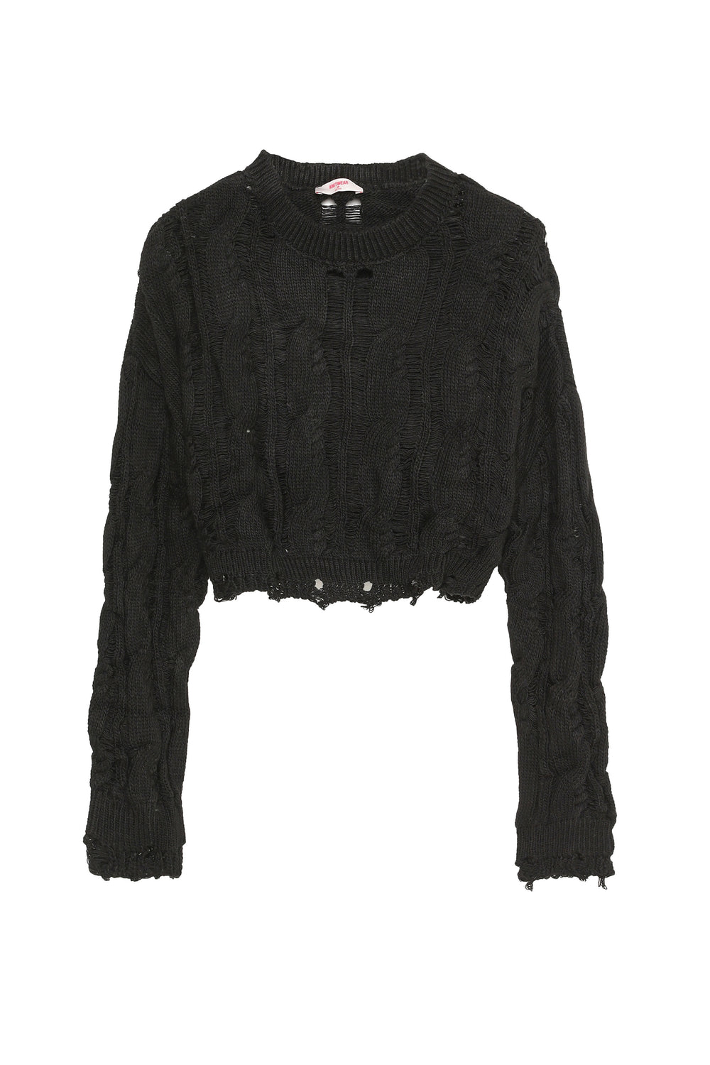 Ripped Detailed Crop Knitwear Black