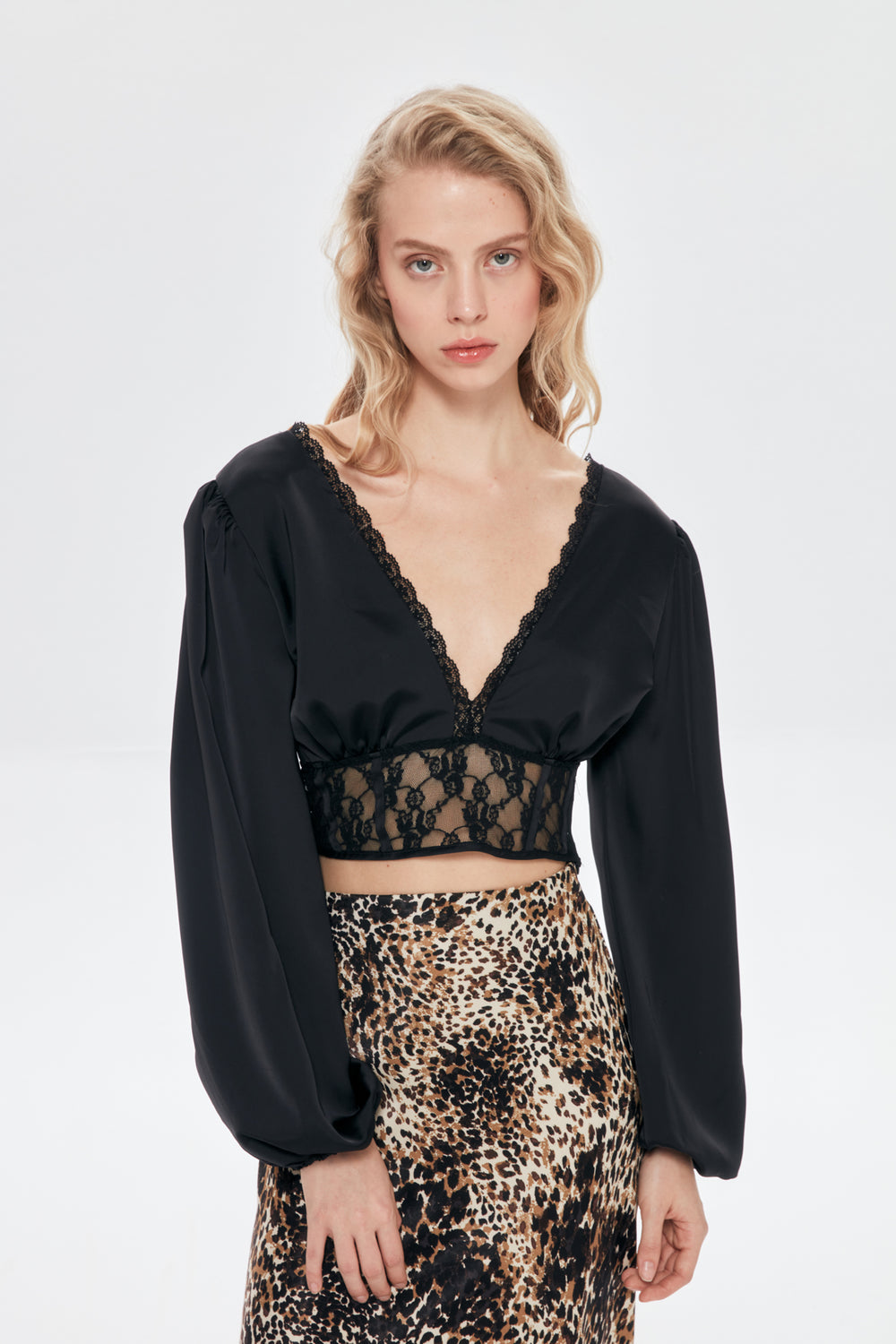 Backless Lace Blouse Black