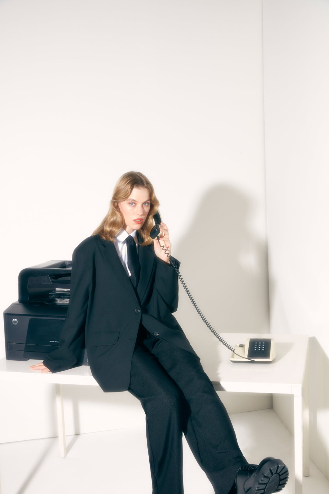 Double Breasted Collar Oversize Blazer Jacket Black