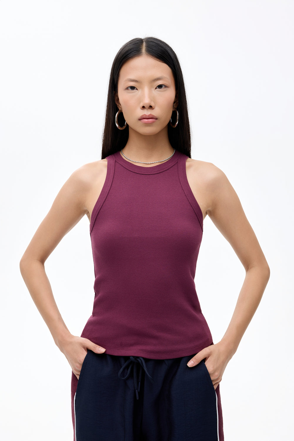 Halter Yaka Basic Fitilli Atlet Mürdüm