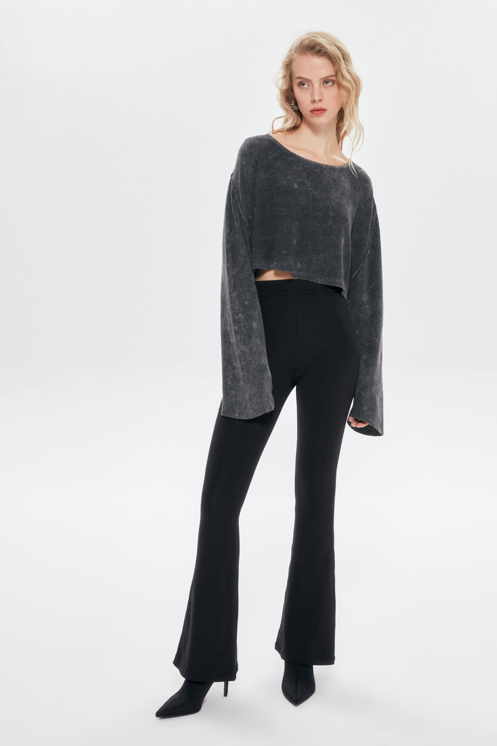 İspanyol Paça Dalgıç Kumaş Tayt Siyah