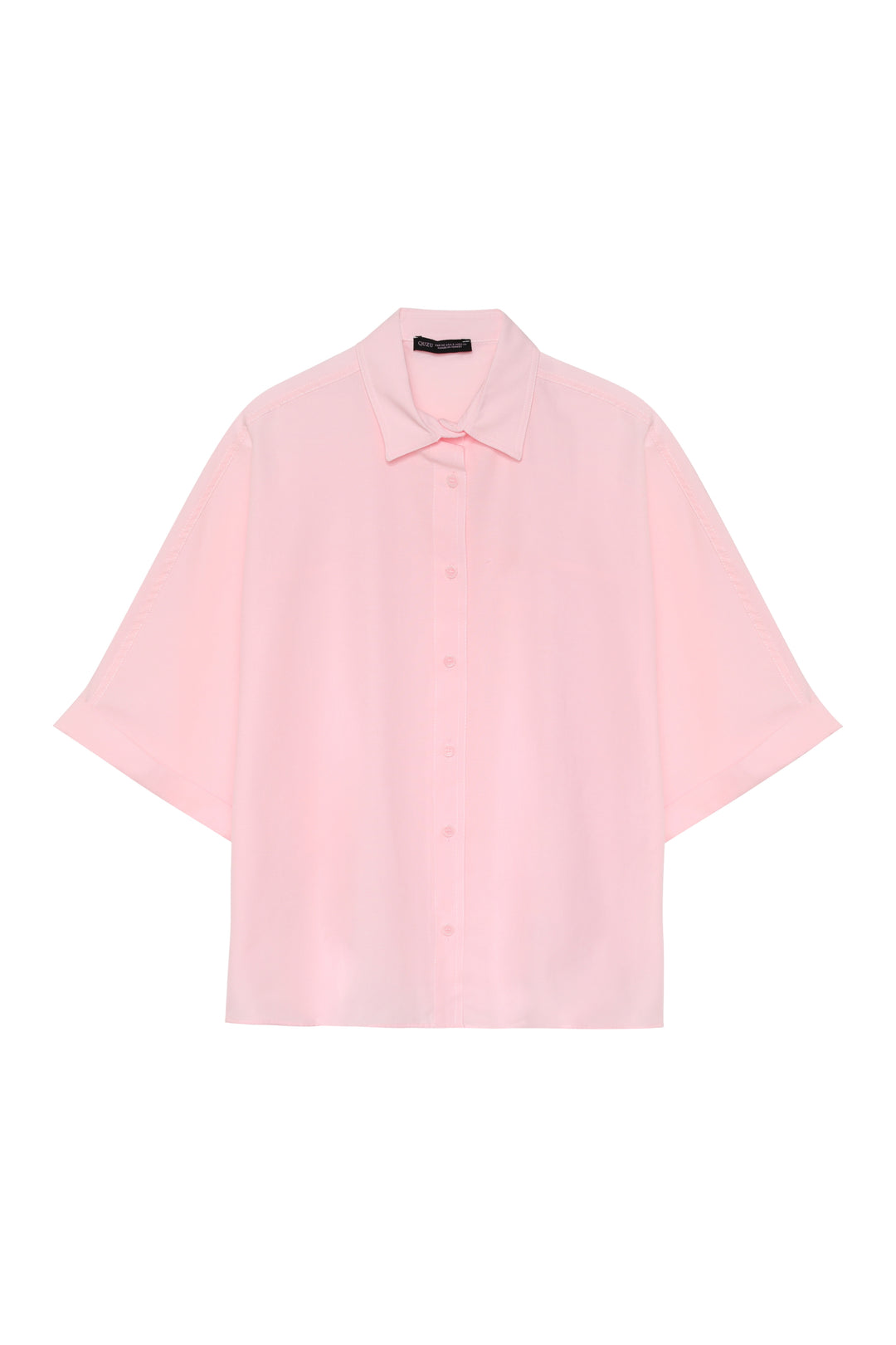 Kısa Kol Oversize Gömlek Pudra