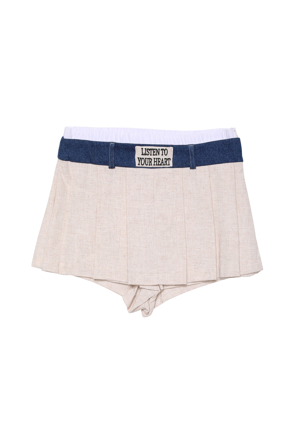 Beli Boxer Detaylı Mini Şort Etek Naturel