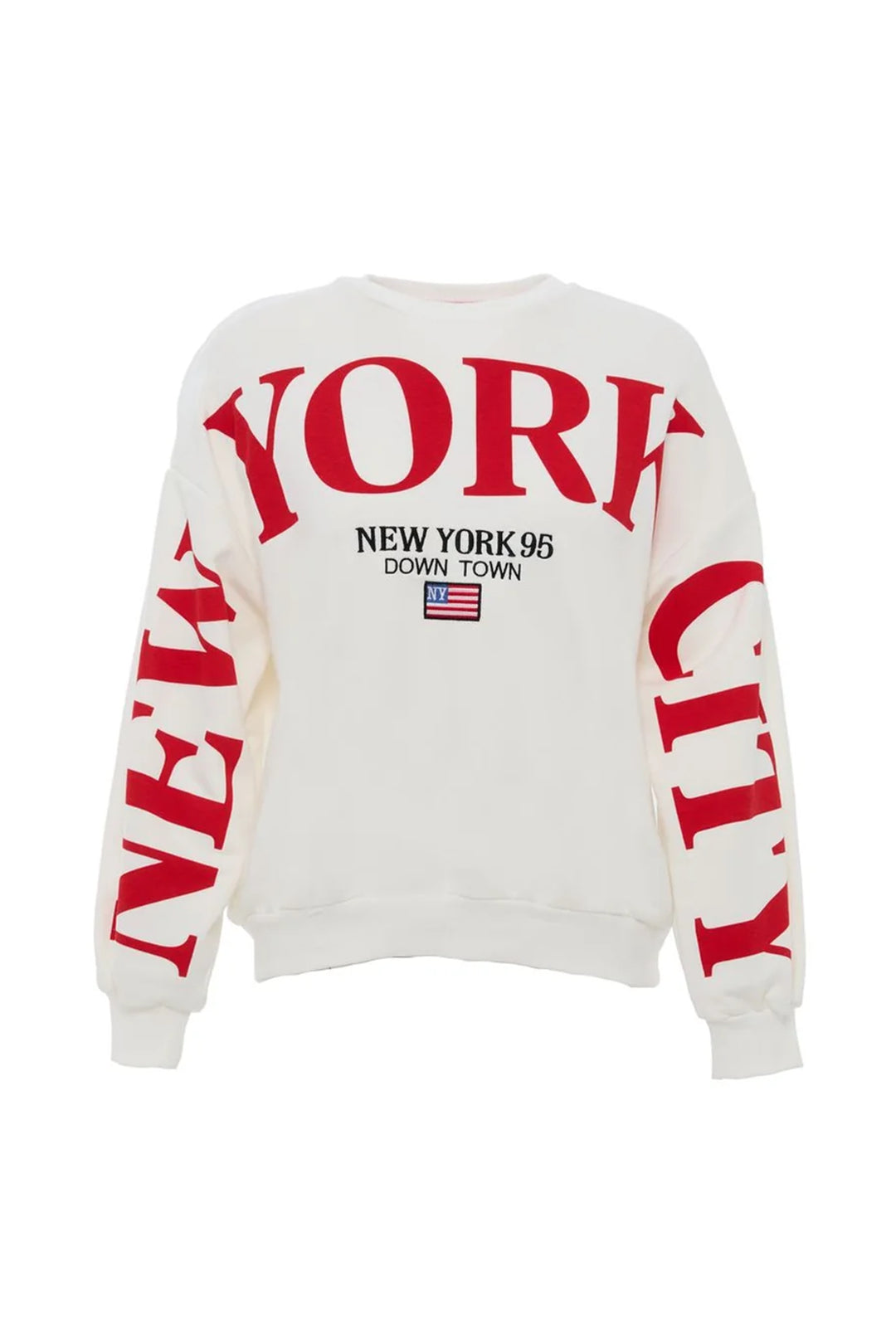 Kol Baskı Detaylı Sweatshirt Ekru