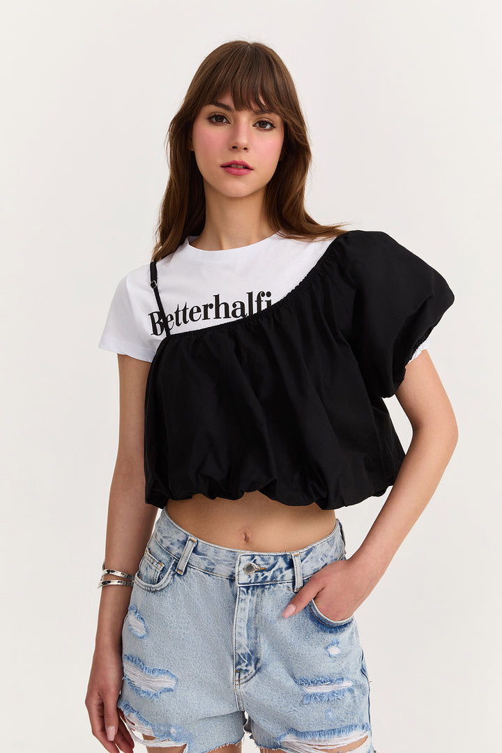 Match Detaylı Yazılı Tişört Siyah