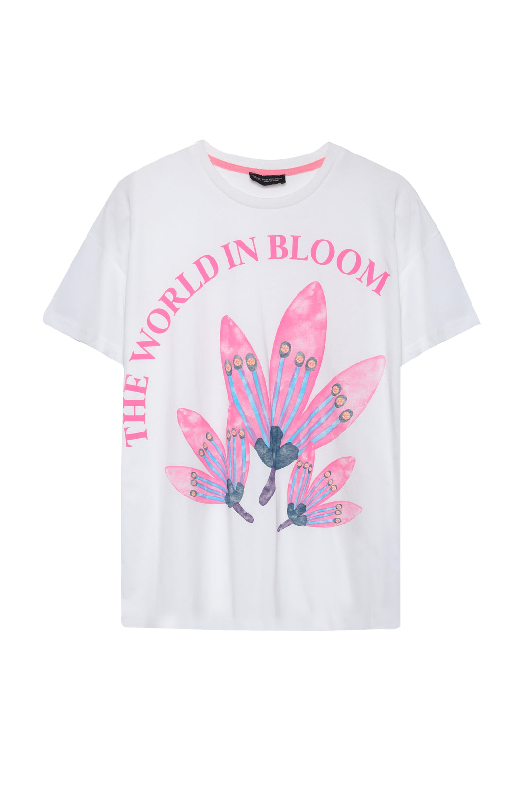 Baskı Detaylı Yazılı Oversize Tişört Ekru