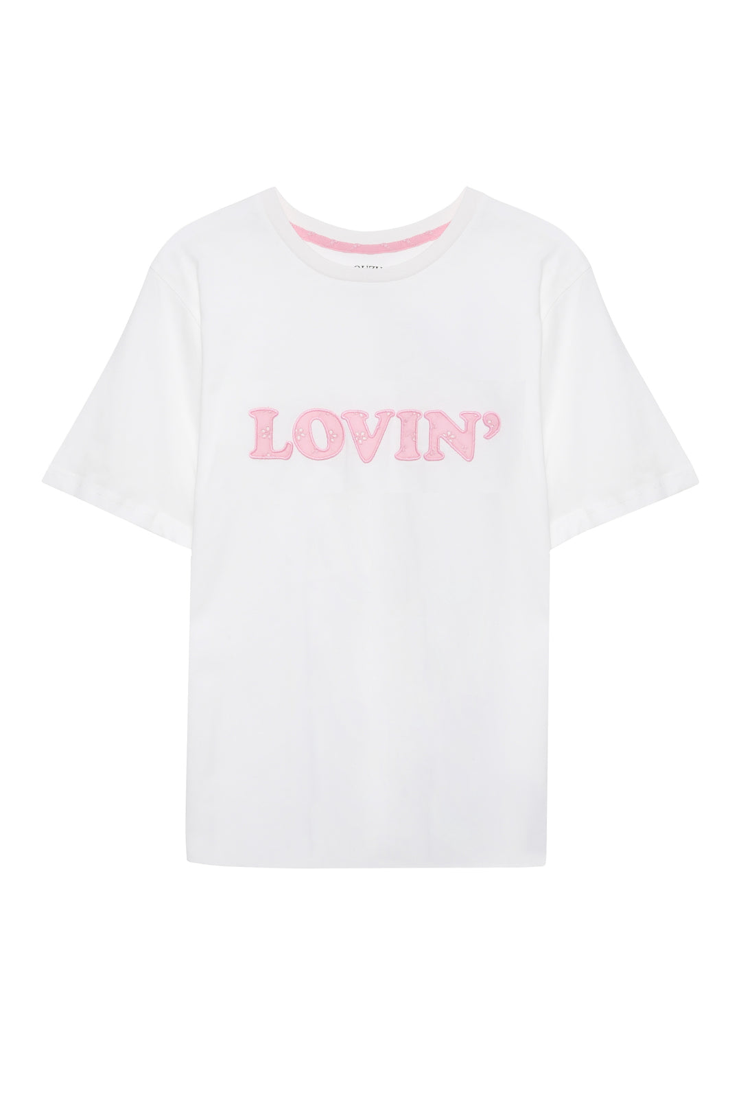 Bisiklet Yaka Nakışlı Tişört Ekru