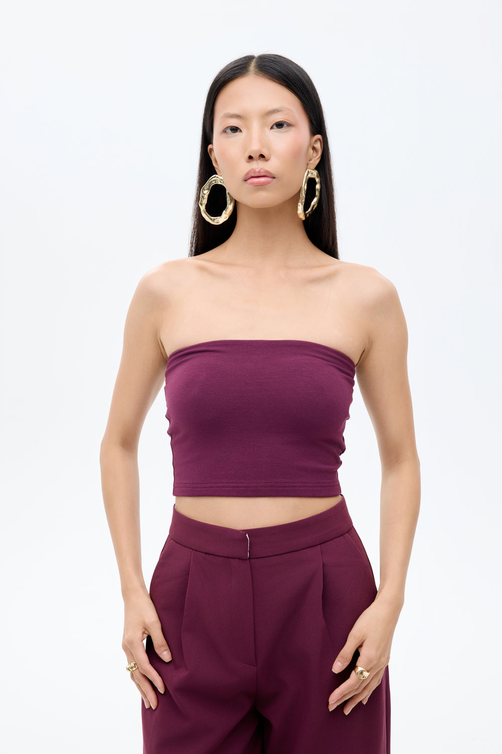 Basic Büstiyer Bluz Bordo