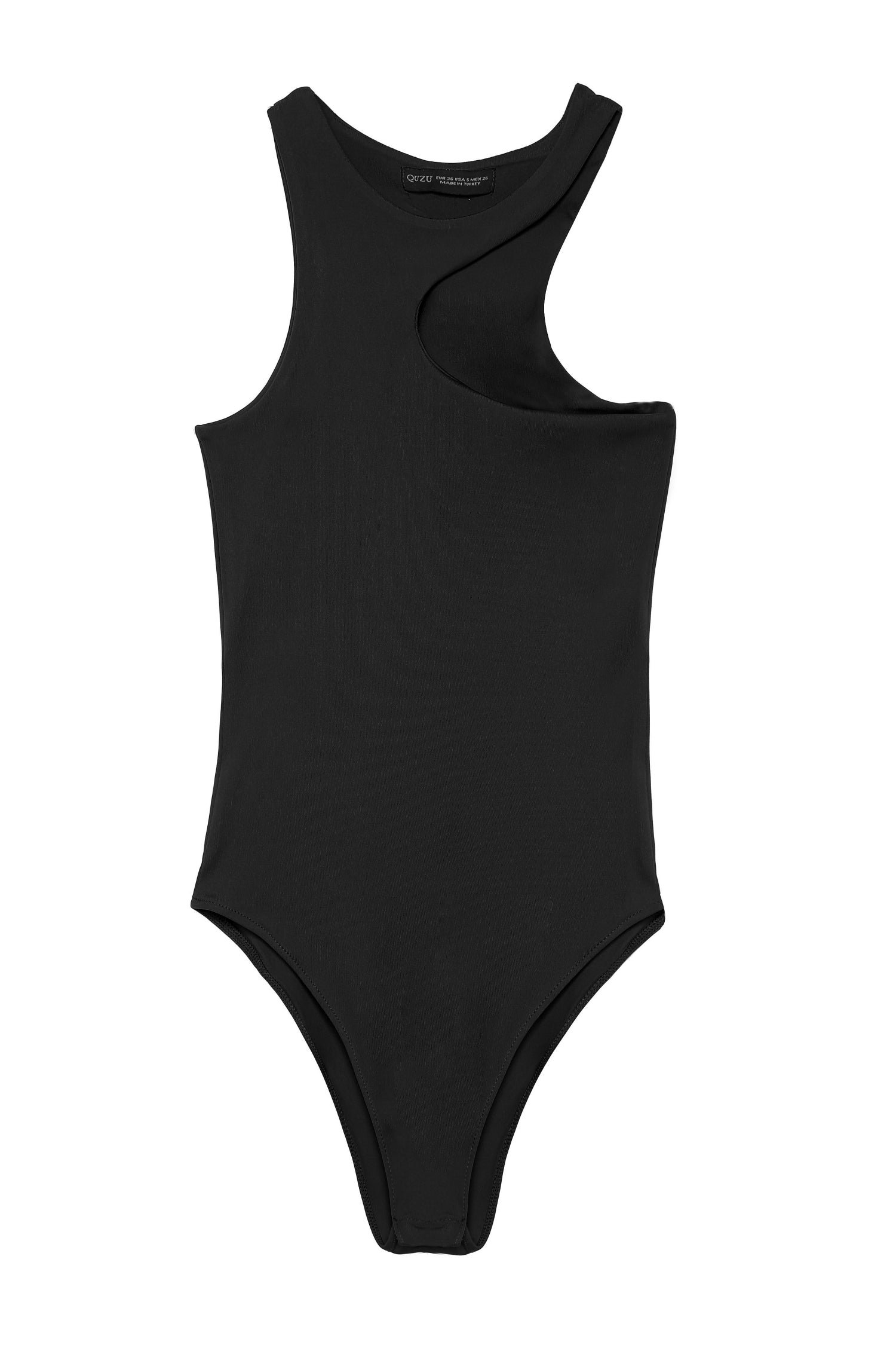 Dekolte Detaylı Bodysuit Siyah