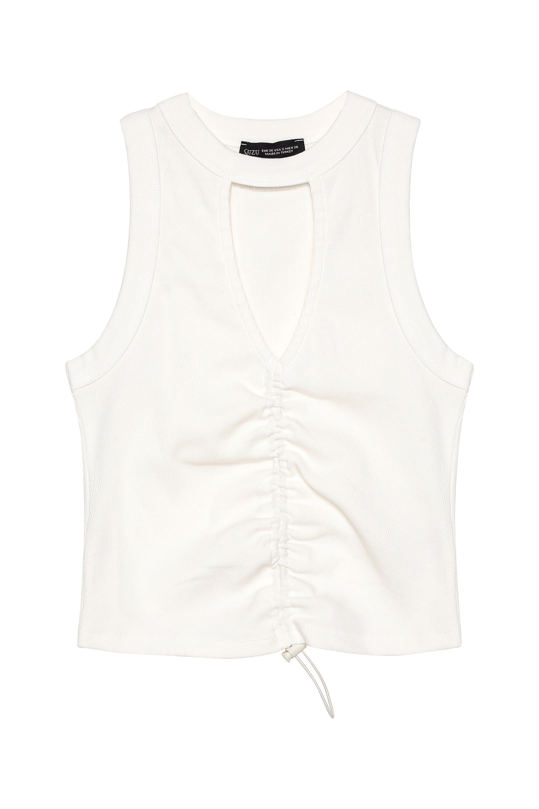 Dekolte Detaylı Halter Yaka Atlet Ekru