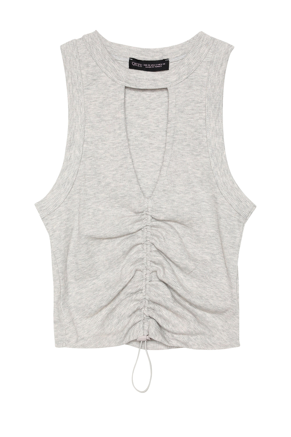 Dekolte Detaylı Halter Yaka Atlet Gri