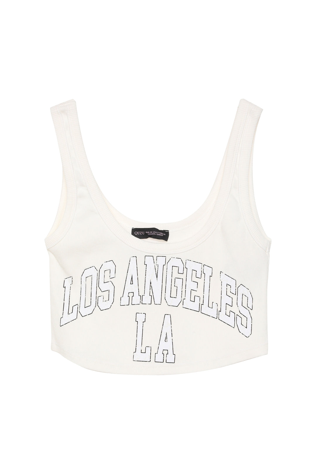 Yazı Baskılı Askılı Crop Atlet Ekru