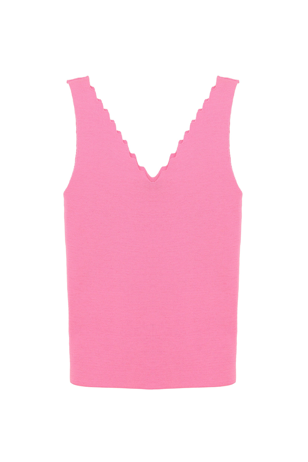 Kalın Askılı V Yaka Triko Pembe