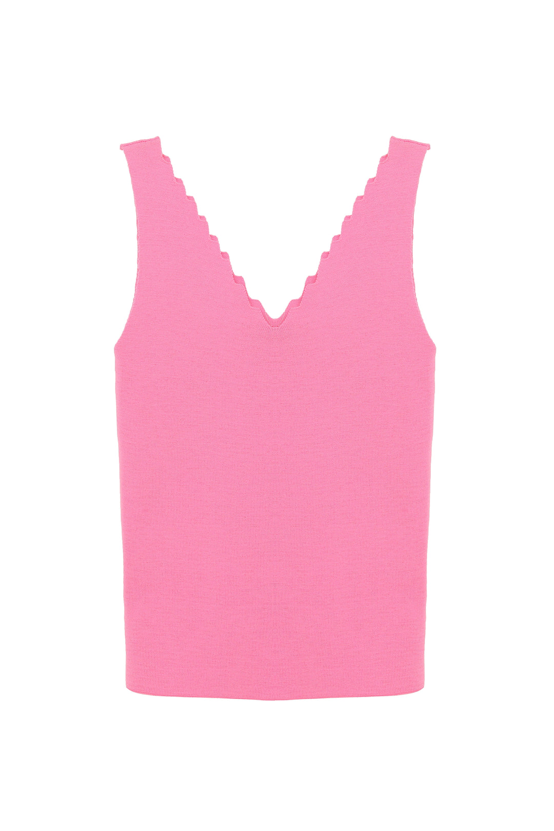 Kalın Askılı V Yaka Triko Pembe